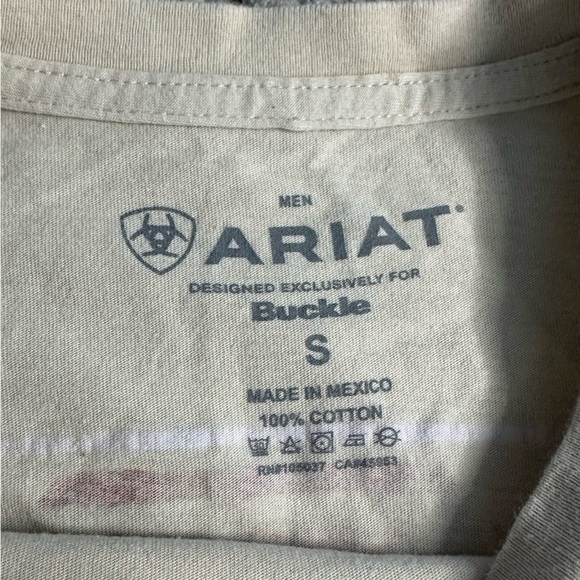 Ariat Western Short Sleeve T-Shirt Tee Small tan beige America casual cotton - Picture 8 of 11